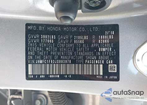 2018 Honda Civic Touring из США, поврежденный, VIN JHMFC1F93JX003978